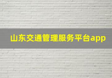 山东交通管理服务平台app