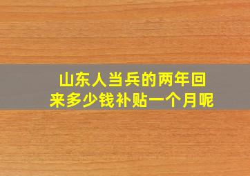 山东人当兵的两年回来多少钱补贴一个月呢