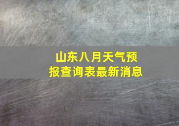 山东八月天气预报查询表最新消息