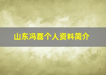 山东冯磊个人资料简介