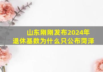 山东刚刚发布2024年退休基数为什么只公布菏泽