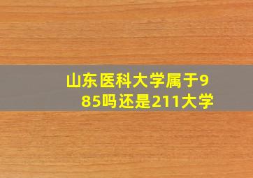 山东医科大学属于985吗还是211大学