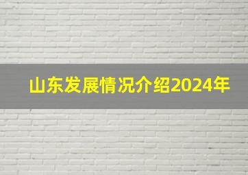 山东发展情况介绍2024年