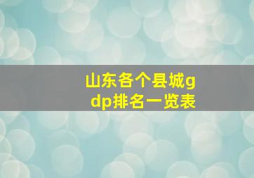 山东各个县城gdp排名一览表