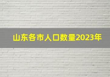 山东各市人口数量2023年