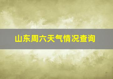 山东周六天气情况查询