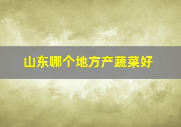 山东哪个地方产蔬菜好