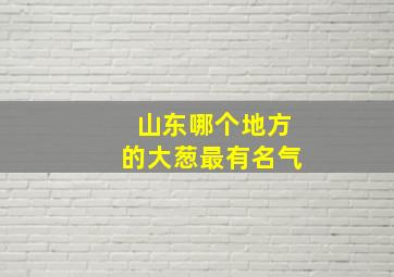 山东哪个地方的大葱最有名气