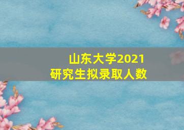 山东大学2021研究生拟录取人数