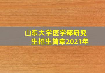 山东大学医学部研究生招生简章2021年