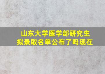 山东大学医学部研究生拟录取名单公布了吗现在