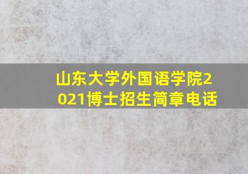 山东大学外国语学院2021博士招生简章电话