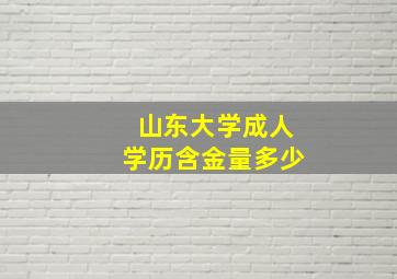 山东大学成人学历含金量多少