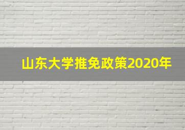 山东大学推免政策2020年