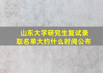 山东大学研究生复试录取名单大约什么时间公布