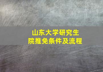 山东大学研究生院推免条件及流程