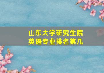 山东大学研究生院英语专业排名第几