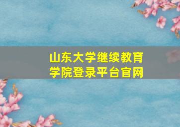 山东大学继续教育学院登录平台官网