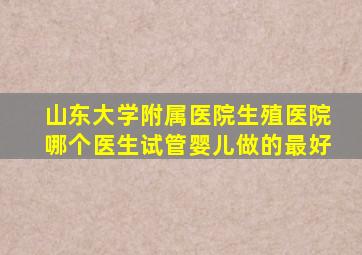 山东大学附属医院生殖医院哪个医生试管婴儿做的最好