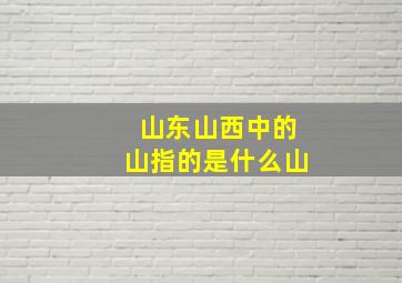 山东山西中的山指的是什么山