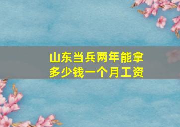 山东当兵两年能拿多少钱一个月工资