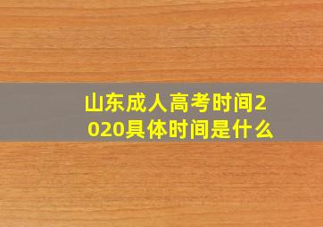 山东成人高考时间2020具体时间是什么