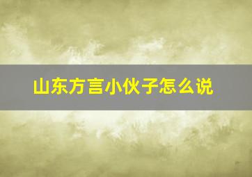 山东方言小伙子怎么说