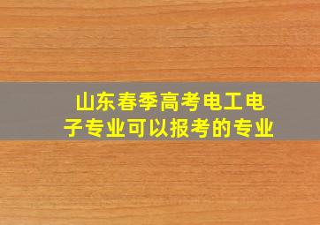 山东春季高考电工电子专业可以报考的专业