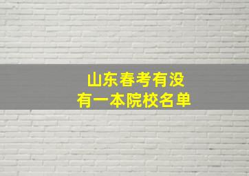 山东春考有没有一本院校名单