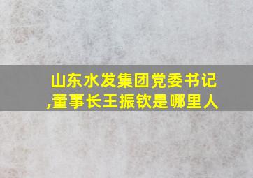 山东水发集团党委书记,董事长王振钦是哪里人