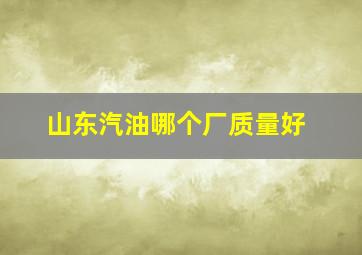 山东汽油哪个厂质量好