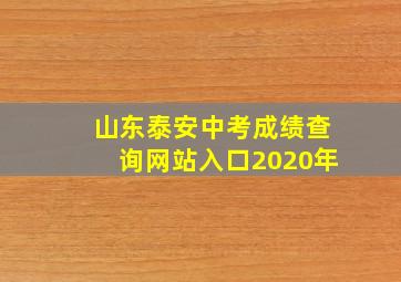 山东泰安中考成绩查询网站入口2020年