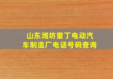 山东潍坊雷丁电动汽车制造厂电话号码查询