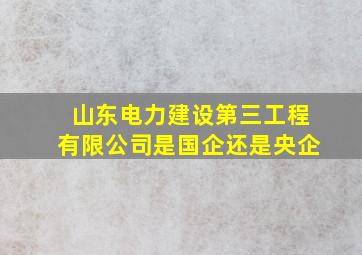 山东电力建设第三工程有限公司是国企还是央企