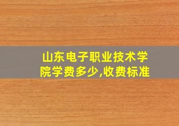 山东电子职业技术学院学费多少,收费标准