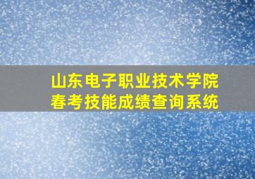 山东电子职业技术学院春考技能成绩查询系统