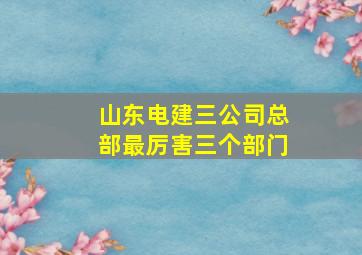 山东电建三公司总部最厉害三个部门