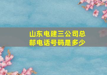 山东电建三公司总部电话号码是多少