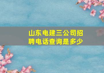 山东电建三公司招聘电话查询是多少