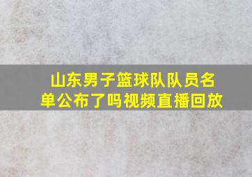 山东男子篮球队队员名单公布了吗视频直播回放