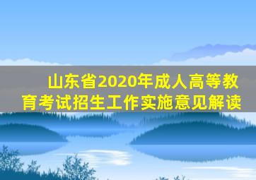 山东省2020年成人高等教育考试招生工作实施意见解读