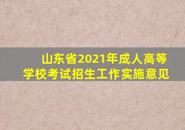 山东省2021年成人高等学校考试招生工作实施意见