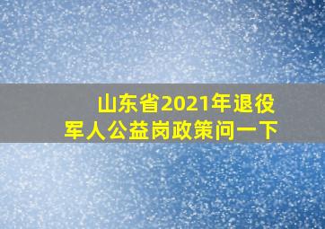 山东省2021年退役军人公益岗政策问一下