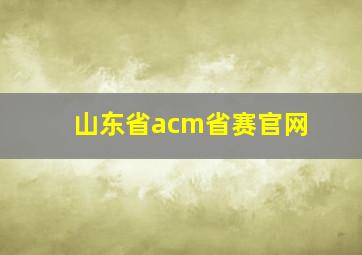 山东省acm省赛官网