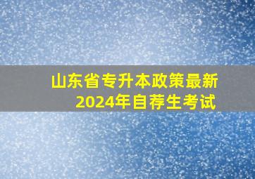 山东省专升本政策最新2024年自荐生考试