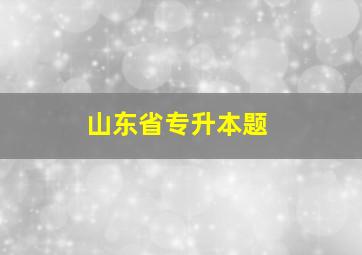 山东省专升本题