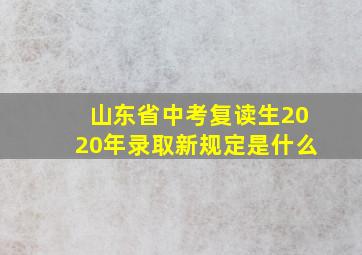 山东省中考复读生2020年录取新规定是什么