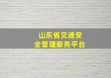 山东省交通安全管理服务平台