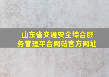 山东省交通安全综合服务管理平台网站官方网址