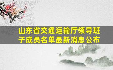 山东省交通运输厅领导班子成员名单最新消息公布